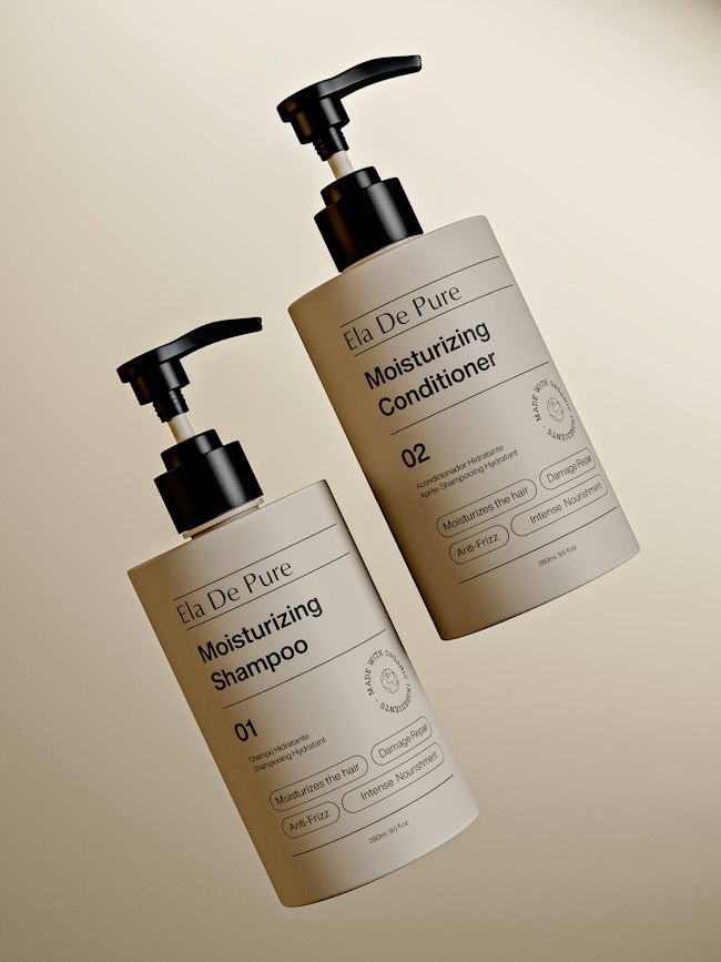 Shampoo and conditioner bottles